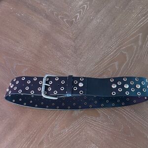 XOXO Black Leather Belt with Silver  Lettering size S